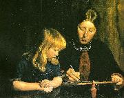 Michael Ancher anna ancher lcerer sin datter helga at tegne oil painting artist